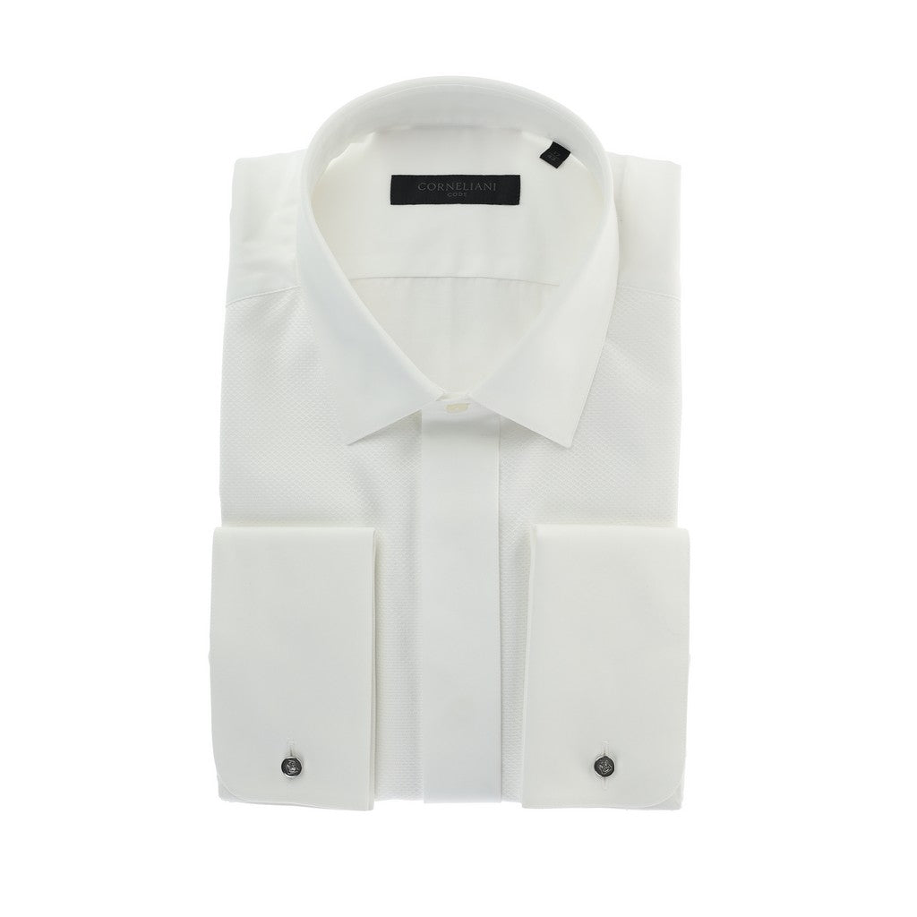 Corneliani Code Formal White Dinner Shirt for Men - Elegant Business & Evening Wear for Weddings, Parties & Special Occasions