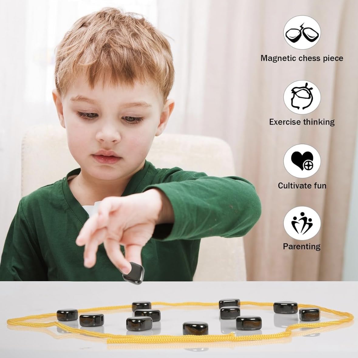 Magnetic Chess Game Set with 20 Magnetic Balls - 2-4 Player Strategy Board Game for Kids Ages 8-12 & Adults - Fun Family Game Night Activity for Indoor Parties & Travel