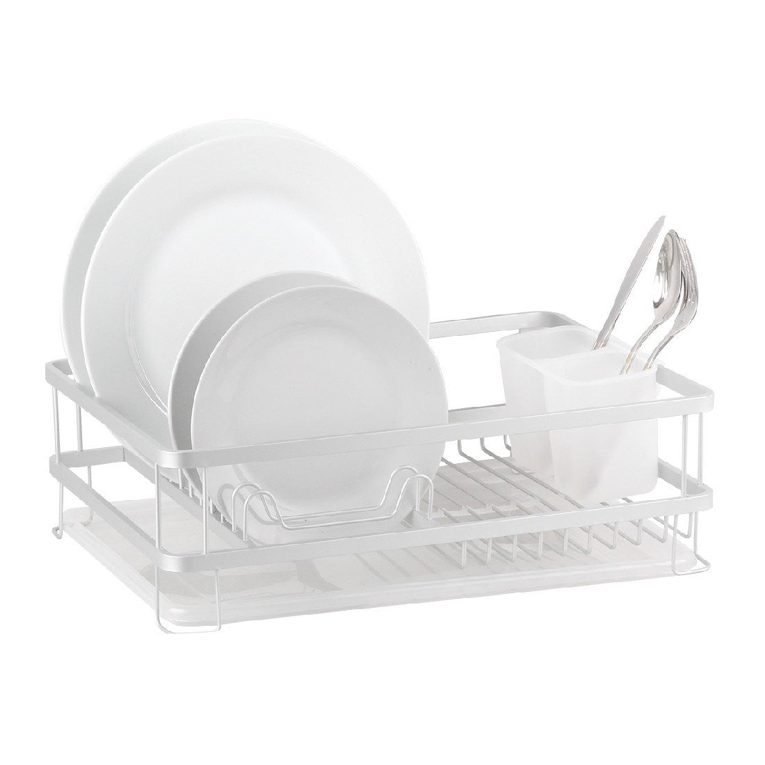 Premium Dline Aluminum Dish Rack with Drain Tray - Space Saving Kitchen Organizer for Countertop, Sink, or Cabinet - Perfect for Drying Plates, Cups & Utensils After Washing