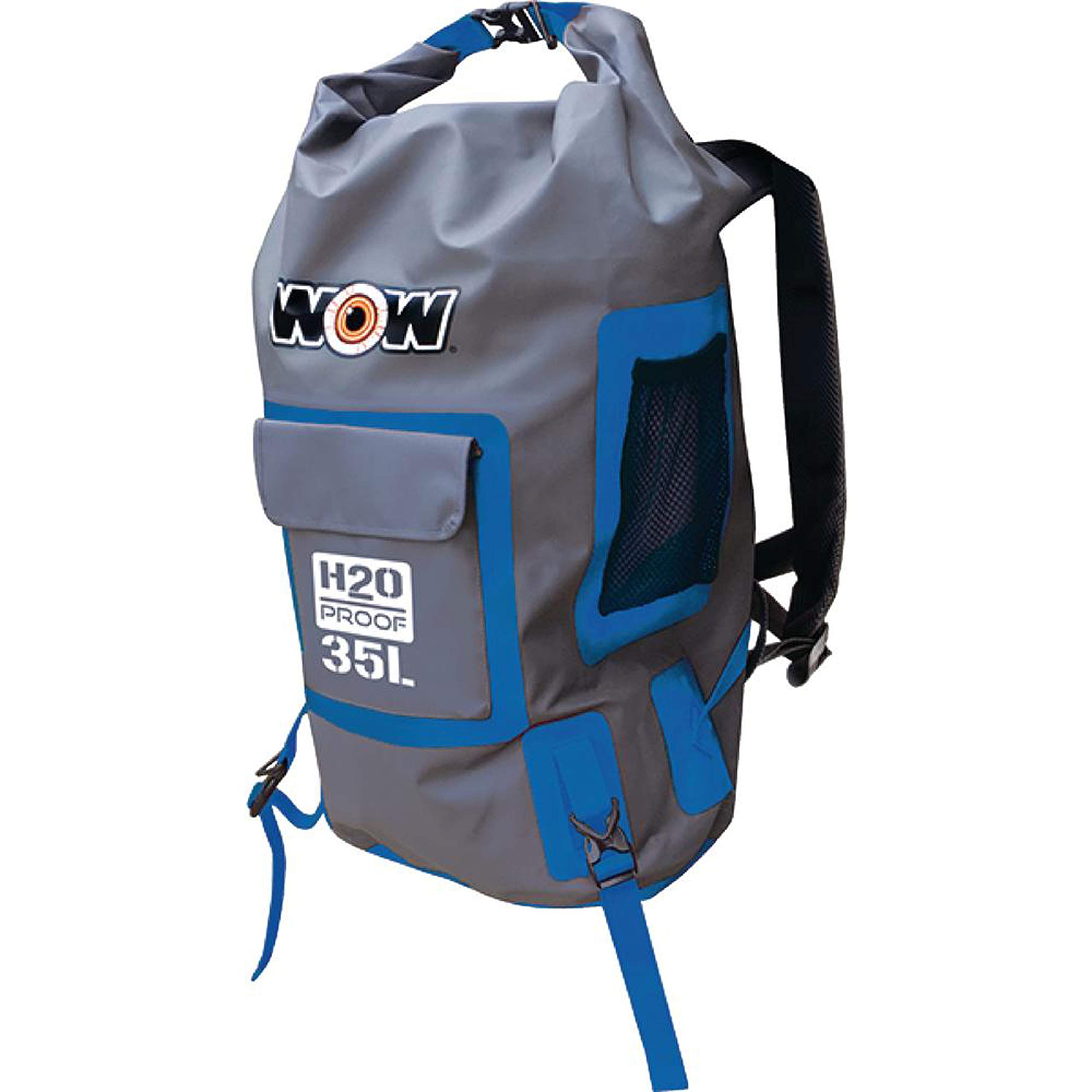WOW Sports H2O Proof Dry Backpack 35L Waterproof Blue - Lightweight Hydration Pack for Kayaking, Swimming, Beach & Outdoor Adventures