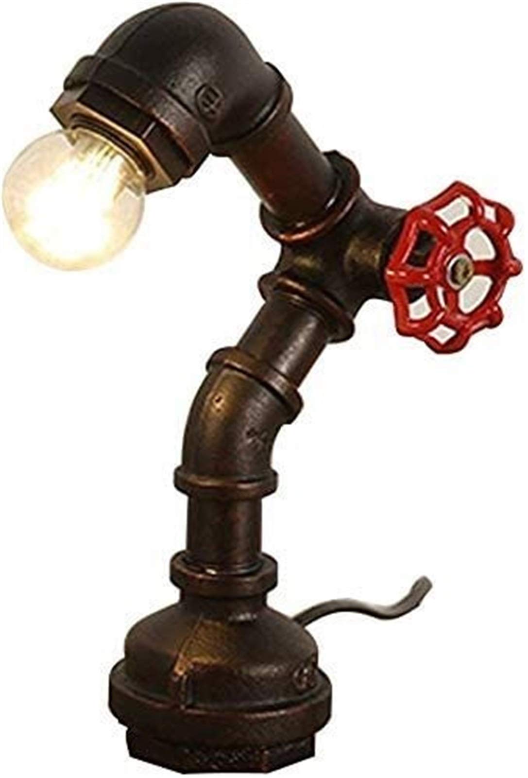 Vintage Industrial Metal Edison Desk Lamp with Steam Wrought Iron Base - Antique Water Pipe Design, E27 Socket, Adjustable Arm for Home Office Study Reading (Warm White Bulb Included) - Perfect for Workspace, Study Room, Library and Bedside Nightstand Lighting
