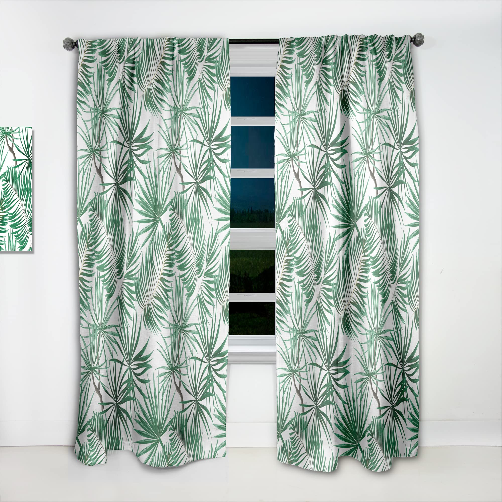 DesignQ Thermal Insulated Curtains - Bright Green Tropical Leaves Pattern - 52x95 Inch Single Panel for Bedroom & Living Room - Blackout Drapes for Privacy, Sun Protection & Energy Efficiency