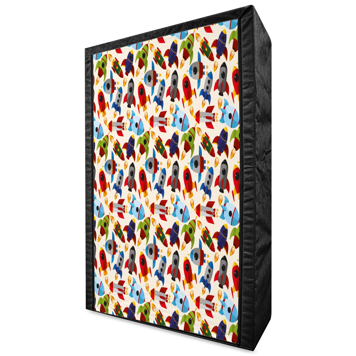 Ambesonne Space-Themed Portable Fabric Wardrobe - Cartoon Spaceship Design for Cosmic Adventure - 42.5