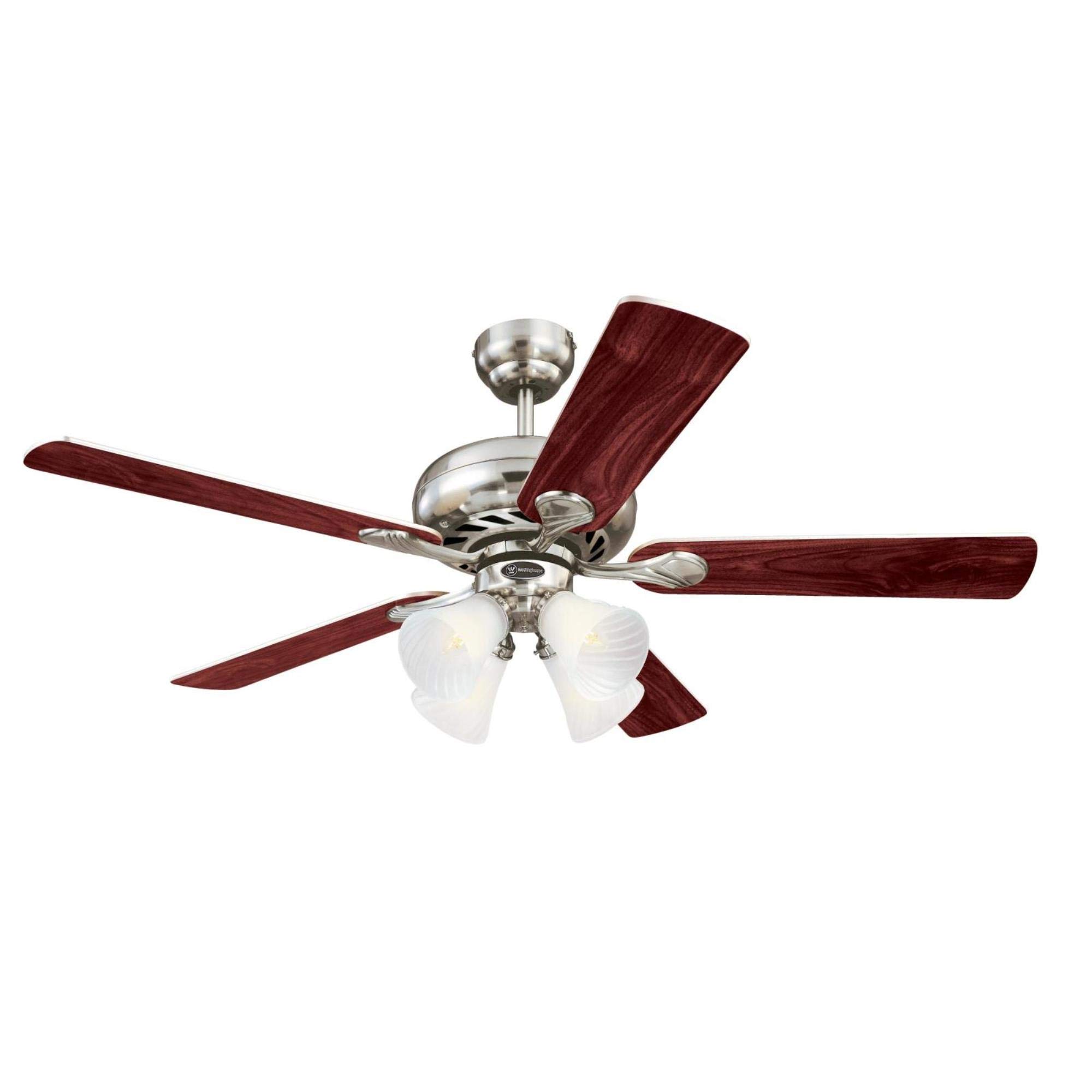 Westinghouse 7235900 52 Inch Brushed Nickel Indoor Ceiling Fan with LED Light - Quiet Energy Efficient Cooling for Living Room, Bedroom & Office