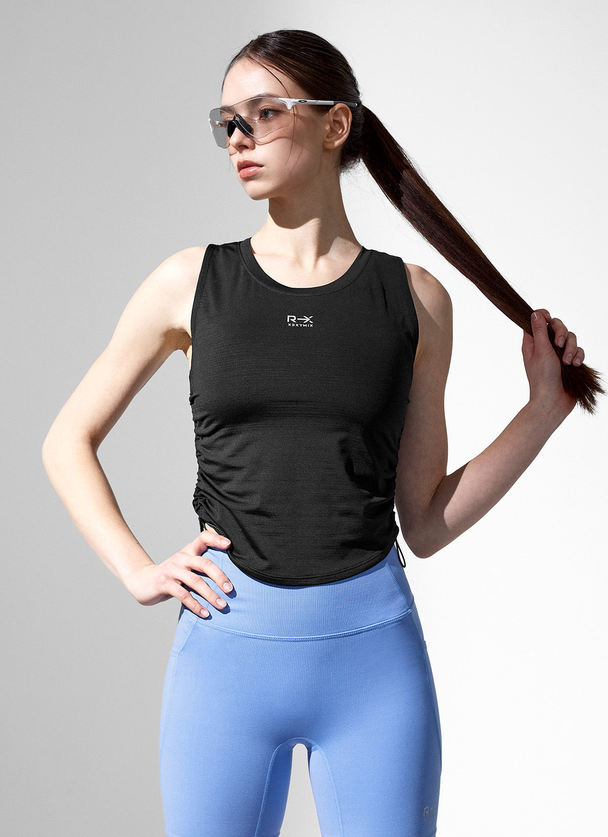 RX Side Shirring Sleeveless Top - Women's Fashion Stretch Blouse for Casual Wear & Summer Outfits