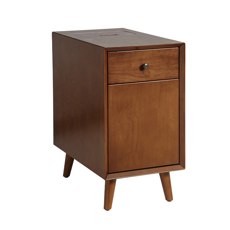Vira End Table with Storage & Built-in Outlets - Modern Side Table with USB Charging Ports & Power Outlets for Living Room, Bedroom, Office - Perfect Nightstand or Sofa Side Table