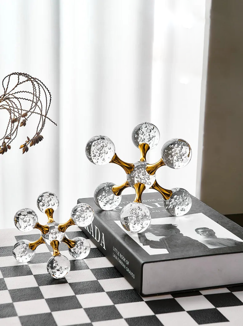Handmade Bubble Glass Star Paperweight - Elegant Desk Decor & Holiday Ornament for Christmas, Office, and Home Decoration