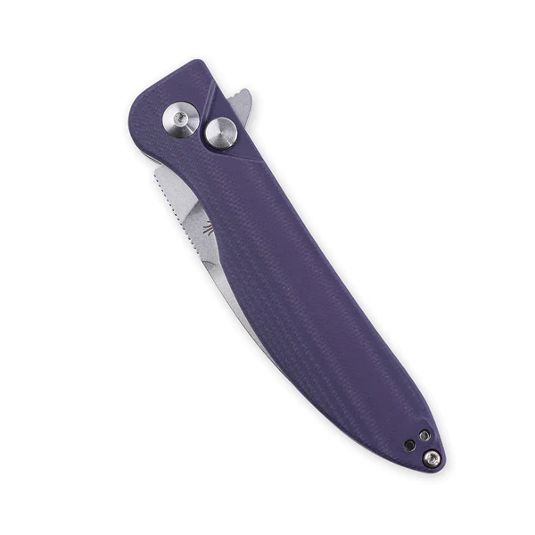 Kizer Swaggs Swayback Folding Knife - Purple G10 Handle with Button Lock - EDC Pocket Knife for Outdoor, Camping & Everyday Carry