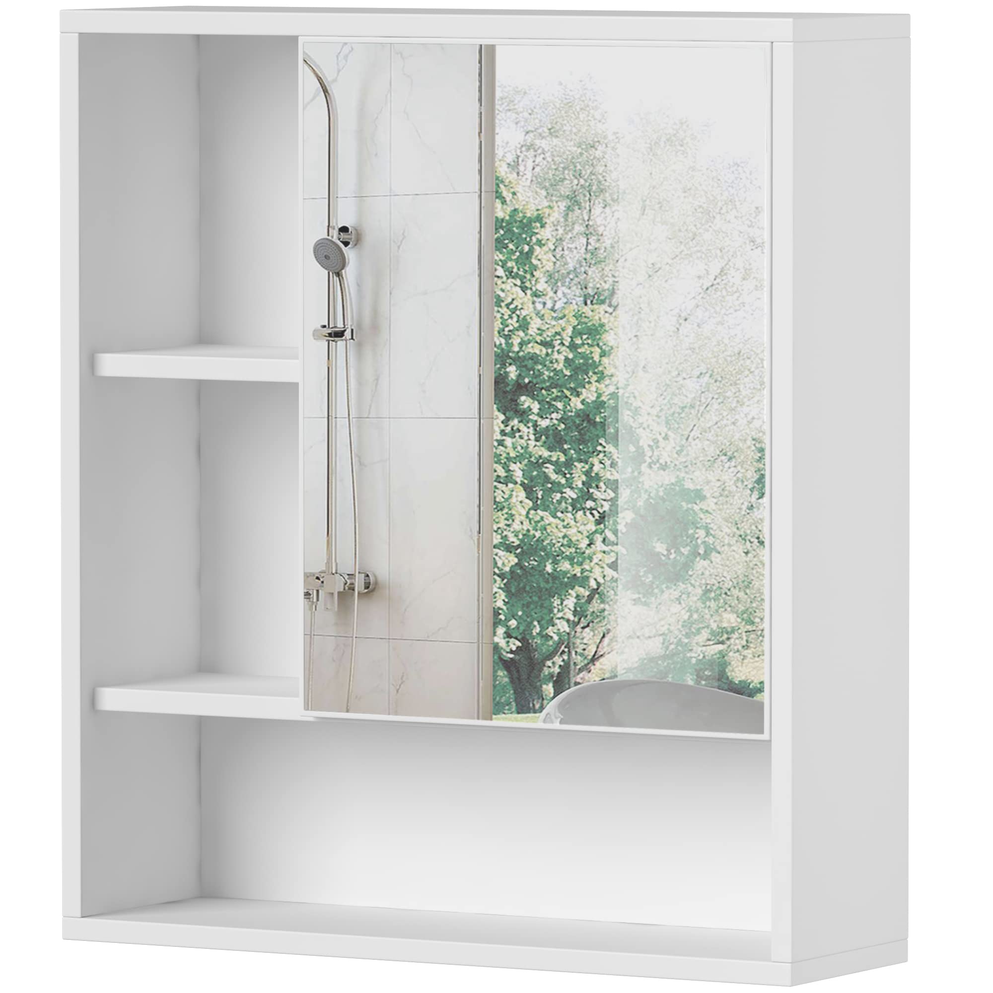 ChooChoo White Bathroom Wall Mirror Medicine Cabinet - Single Door with Adjustable Shelf, Space-Saving Over-The-Toilet Storage Organizer for Bathroom Essentials | Perfect for Small Bathrooms, Powder Rooms & Apartment Living