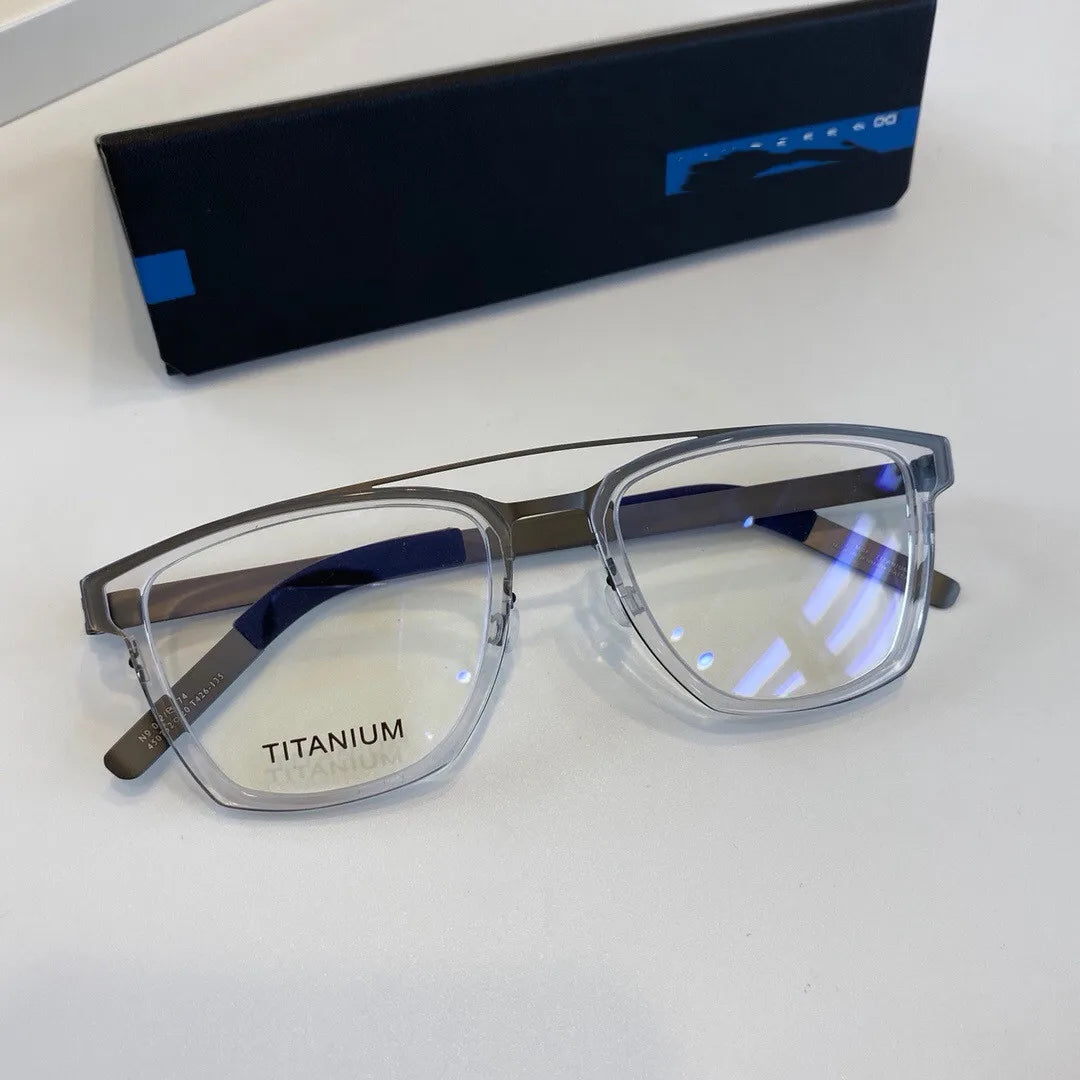Aimee Men's Full Rim Square Double Bridge Titanium Acetate Eyeglasses Frame 4507 - Lightweight & Durable for Work, Reading & Everyday Use