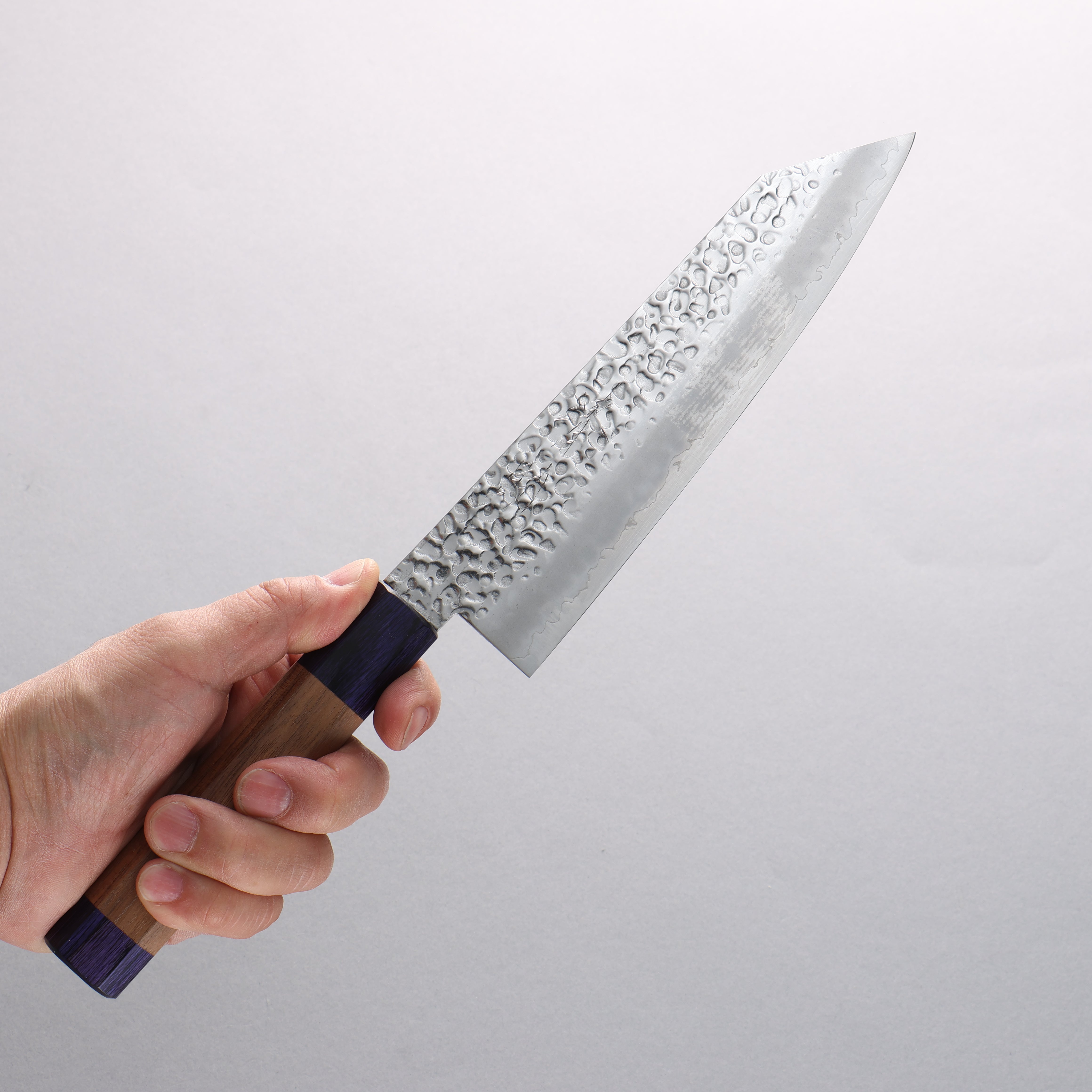 Premium Seisuke Silver Steel No.3 Hammered Bunka Knife 180mm - Japanese Chef Knife with Walnut & Double Blue Pakka Wood Handle - Perfect for Slicing, Dicing & Precision Vegetable Cutting