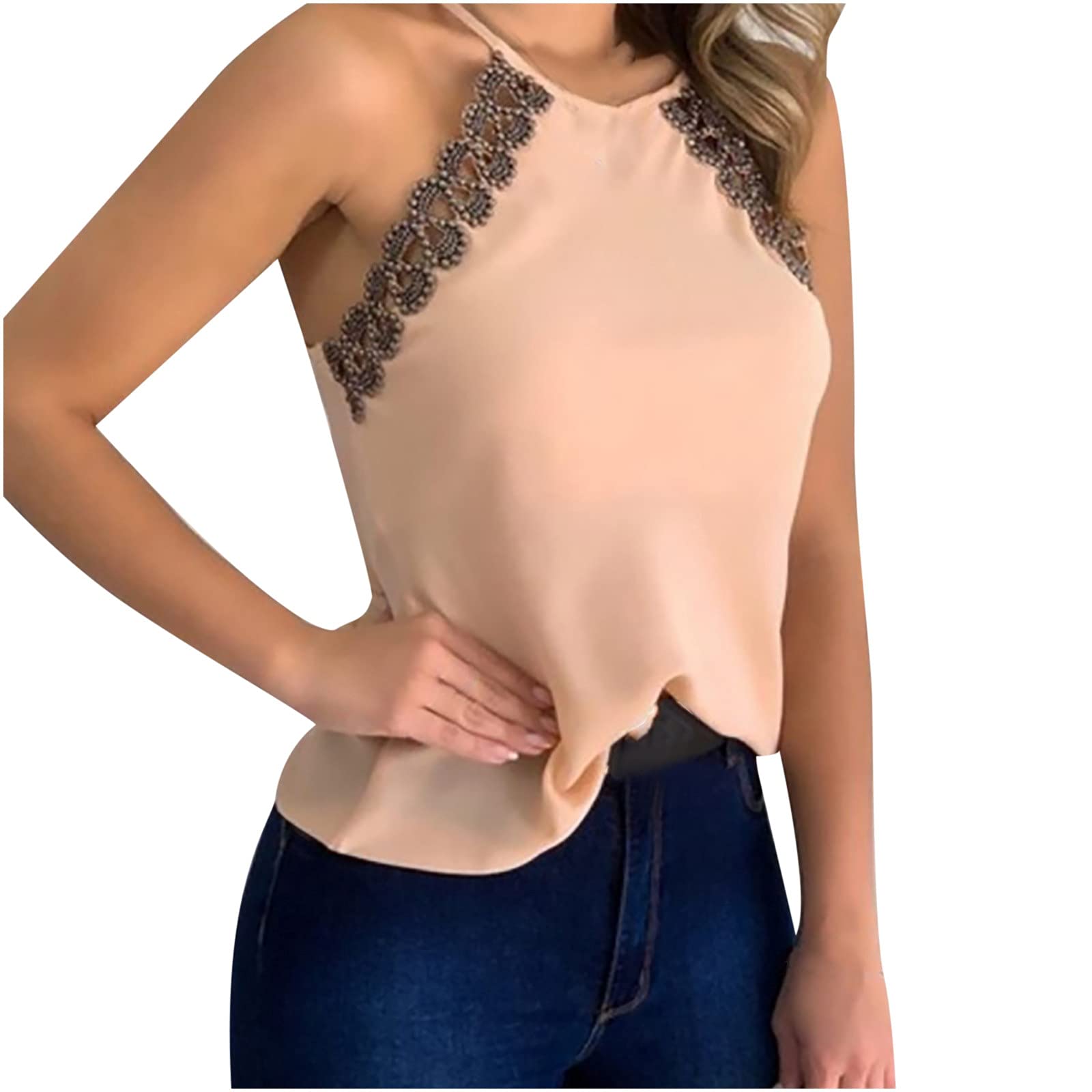 Women's Lace Halter Neck Crop Top - Sleeveless Summer Tank Tops for Casual Wear, Beach Outfits, and Everyday Fashion