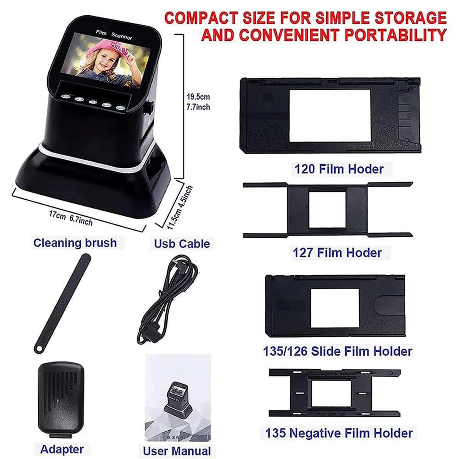 22MP High Resolution USB/SD Film Slide Scanner with 4.3