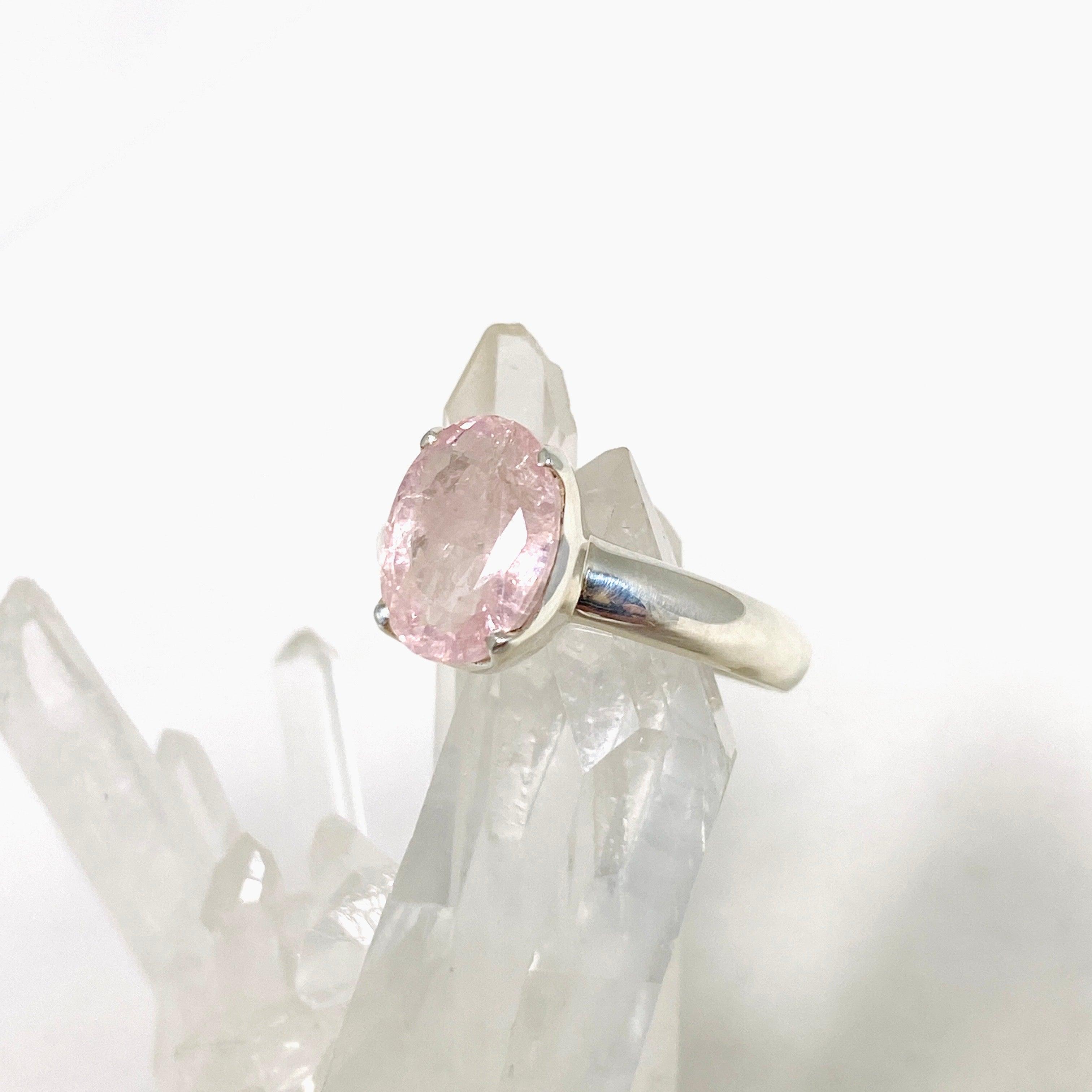 Morganite Faceted Oval Ring Size 9.5 PRGJ439 - Elegant Pink Gemstone Jewelry for Women, Perfect for Engagement, Wedding & Anniversary Gifts