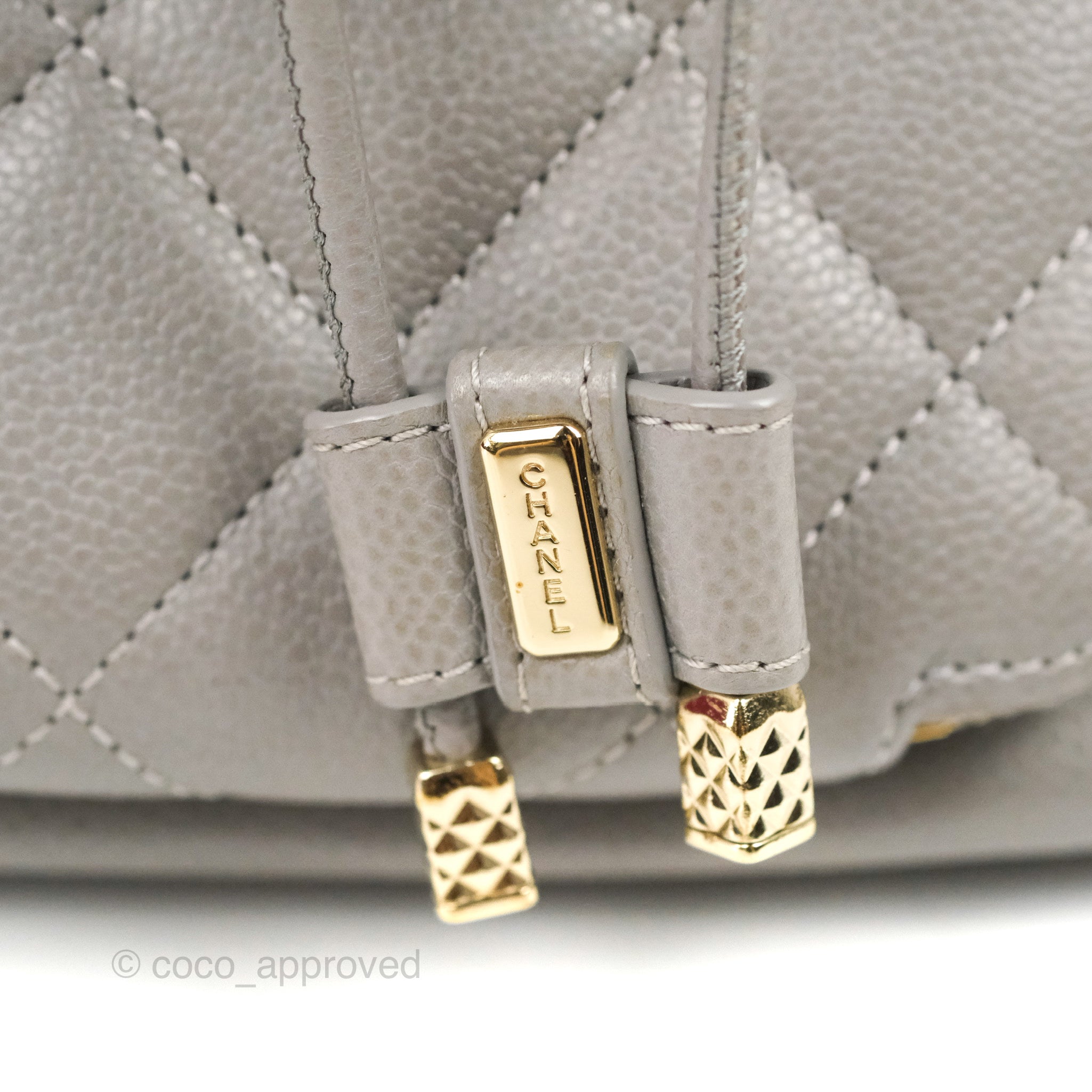 Chanel Business Affinity Drawstring Bucket Bag in Grey Caviar Leather with Gold Hardware - Perfect for Work, Travel & Everyday Luxury