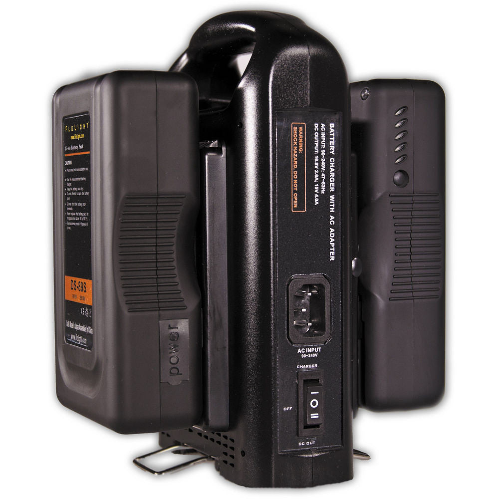 FloLight 89Wh V Mount Dual Battery & Charger Kit for DSLR Cameras - Professional Photography & Videography Power Solution