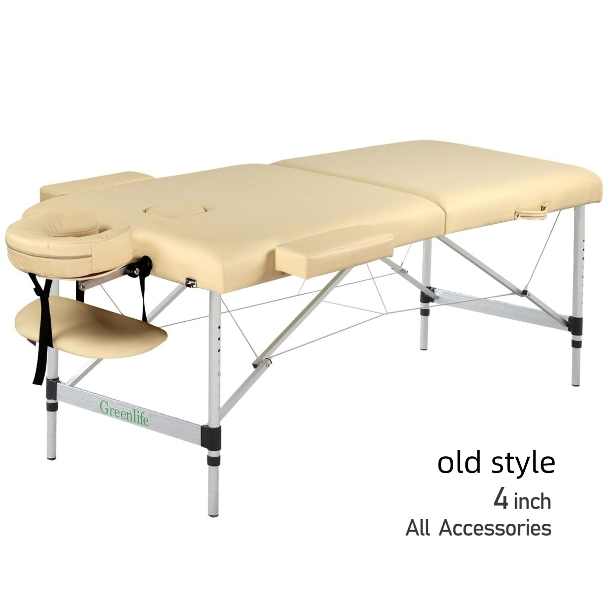 Greenlife 4 Master 2 Section Aluminum Portable Massage Table - Lightweight & Adjustable for Professional Use (Black/Cream) | Perfect for Spa, Home Therapy & Mobile Massage Services