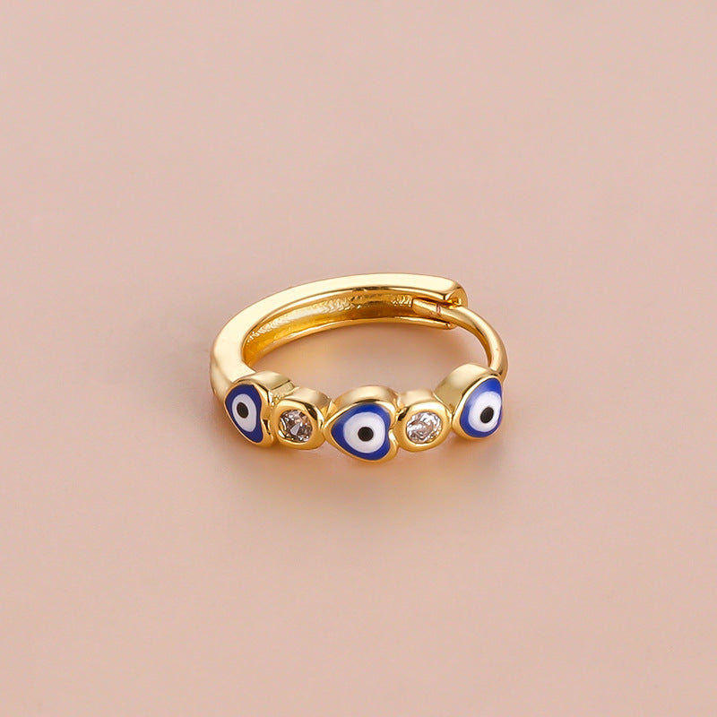 18K Gold Cartilage Hoop Earrings - Boho Enamel Evil Eye Earrings for Women | HSPJ750 | Perfect for Everyday Wear, Parties & Gifts