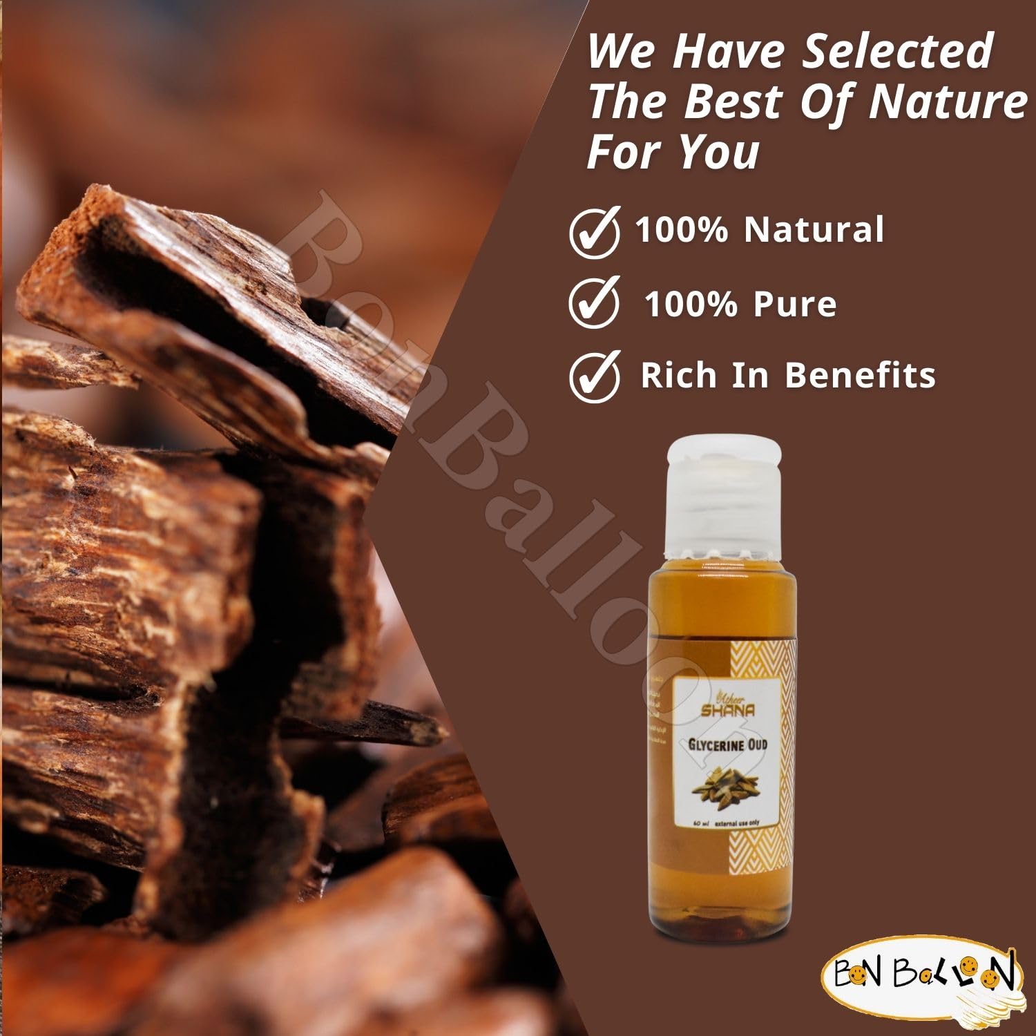 Shana Oil Glycerin with Oud Oil - 2.02 oz / 60 ml - Hydrating Moisturizer for Skin & Hair Care - Natural Softness for Men & Women - Perfect for Daily Hydration & Aromatherapy