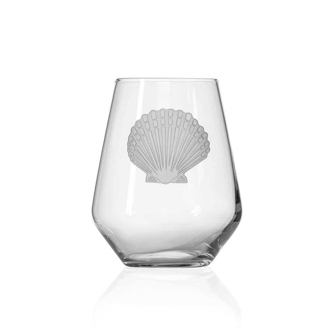 Premium 18oz Scallop Shell Stemless Wine Tumbler Glasses - Set of 2, Elegant Sea-Inspired Drinkware for Beach Parties, Summer Cocktails & Outdoor Entertaining