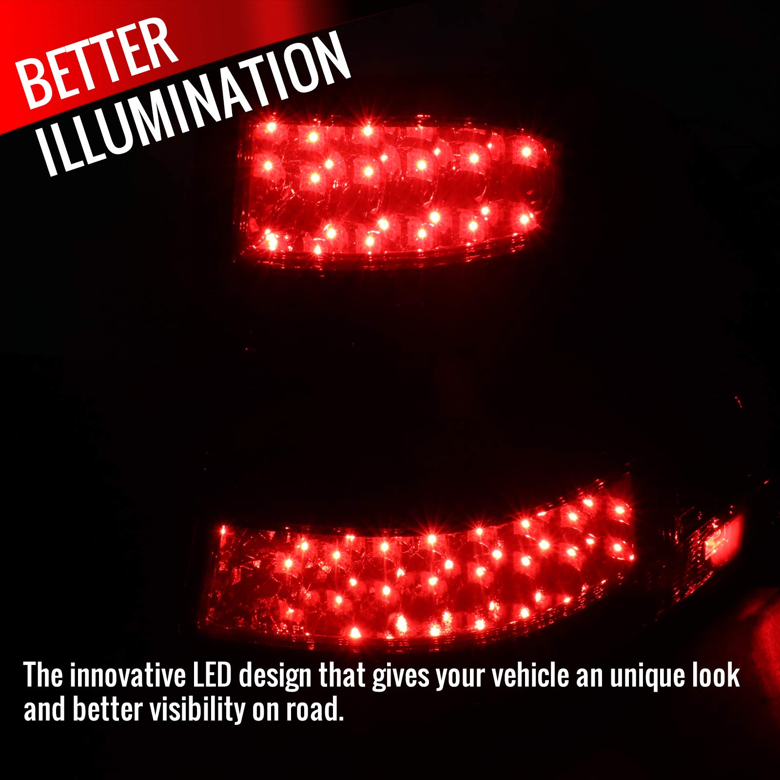 98-05 Car LED Tail Brake Lights with Red Smoke Effect - Left & Right Pair for Enhanced Visibility & Style | Perfect for Night Driving & Custom Car Upgrades