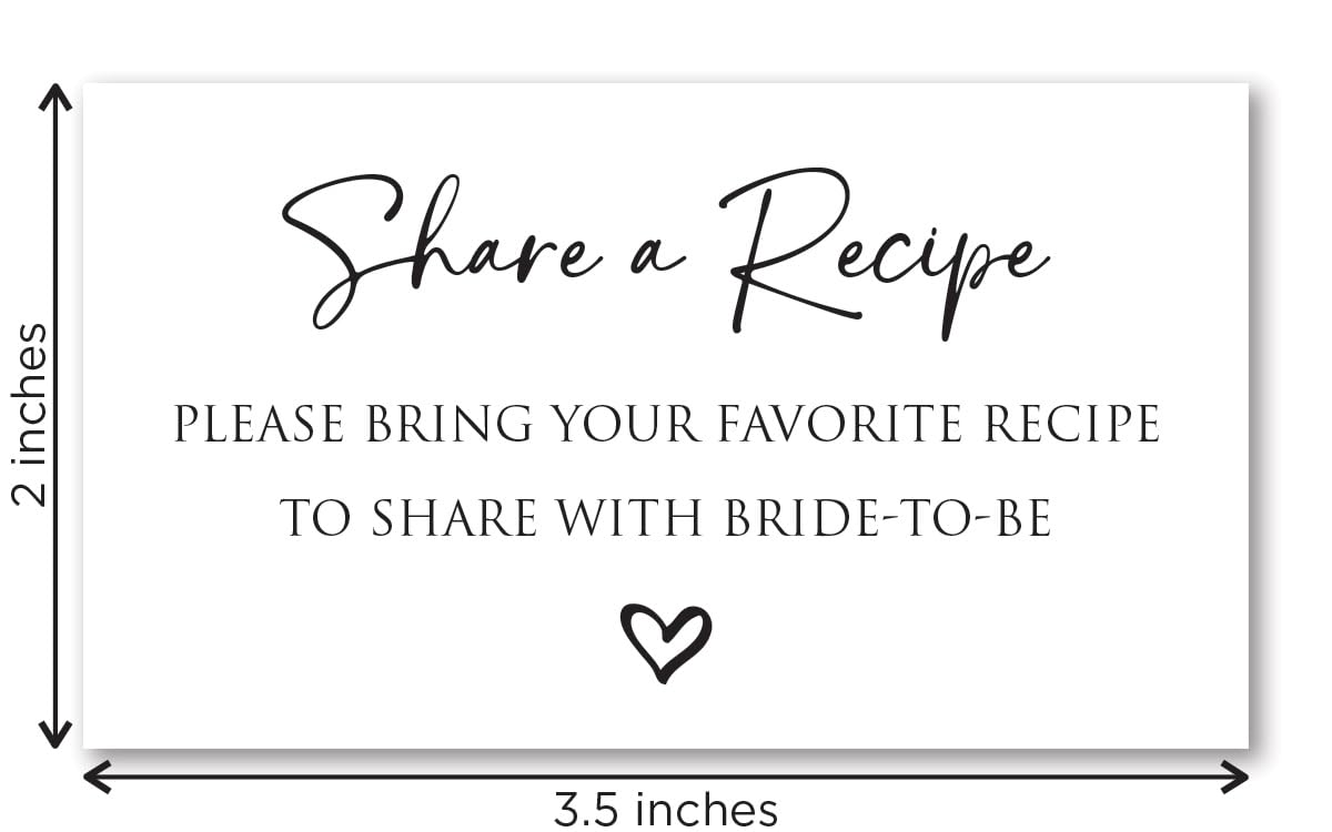48 Elegant Bridal Recipe Request Cards for Wedding Shower & Bridal Party - Perfect for Collecting Family Recipes