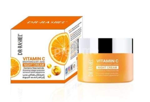 Dr. Rashel Vitamin C Brightening & Anti-Aging Night Cream 50g - Dark Spot Corrector, Hydrating Facial Moisturizer for Glowing Skin - Perfect for Nighttime Skincare Routine & Anti-Wrinkle Treatment
