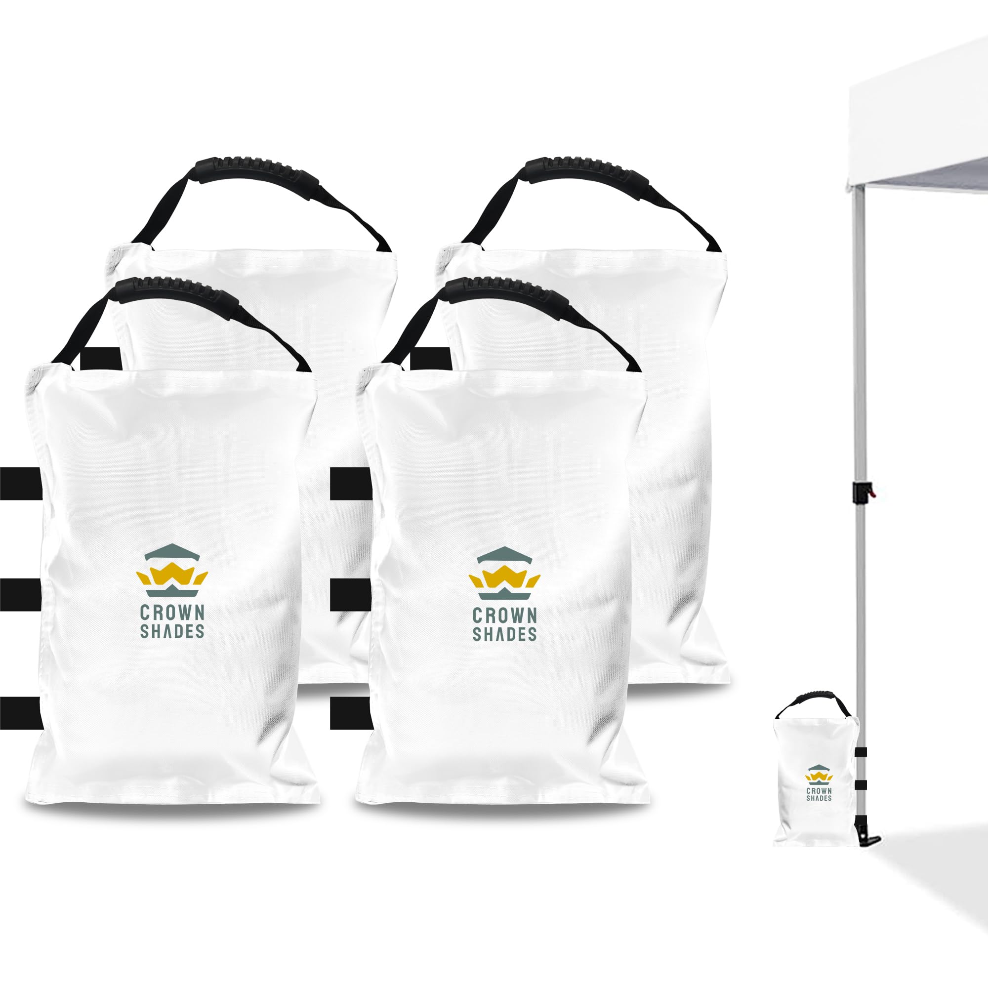 Heavy Duty 112 LBS Sand Bags for Canopy Tent Legs - Premium Weighted Sandbags for Pop Up Tents, Outdoor Events & Market Stalls - Durable Canopy Stabilizer Weights (White) - Perfect for Beach Weddings, Farmers Markets & Camping Trips
