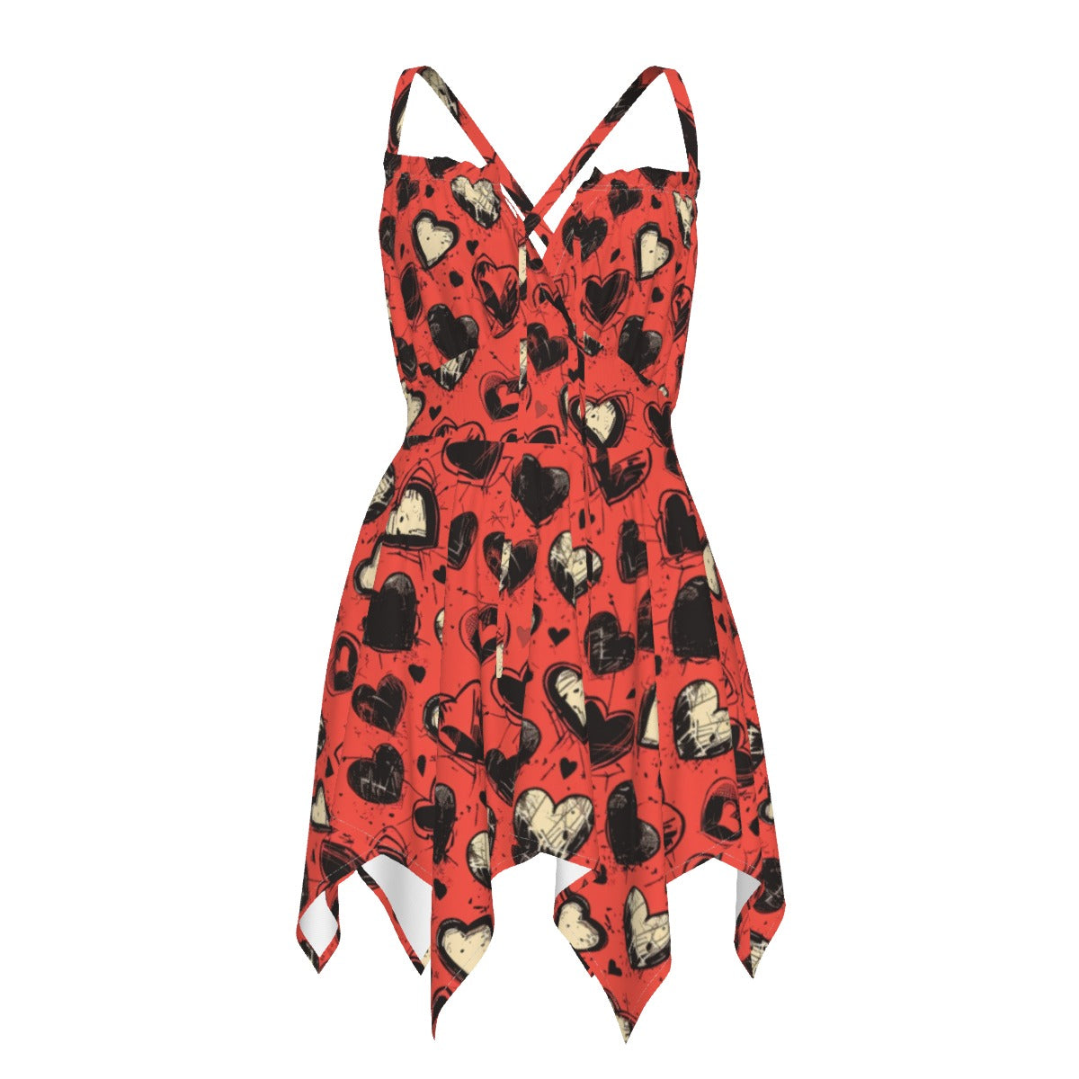 Arty Hearts Slip Dress - Women's Floral Print Satin Nightgown & Loungewear for Sleepwear, Date Night, and Vacation
