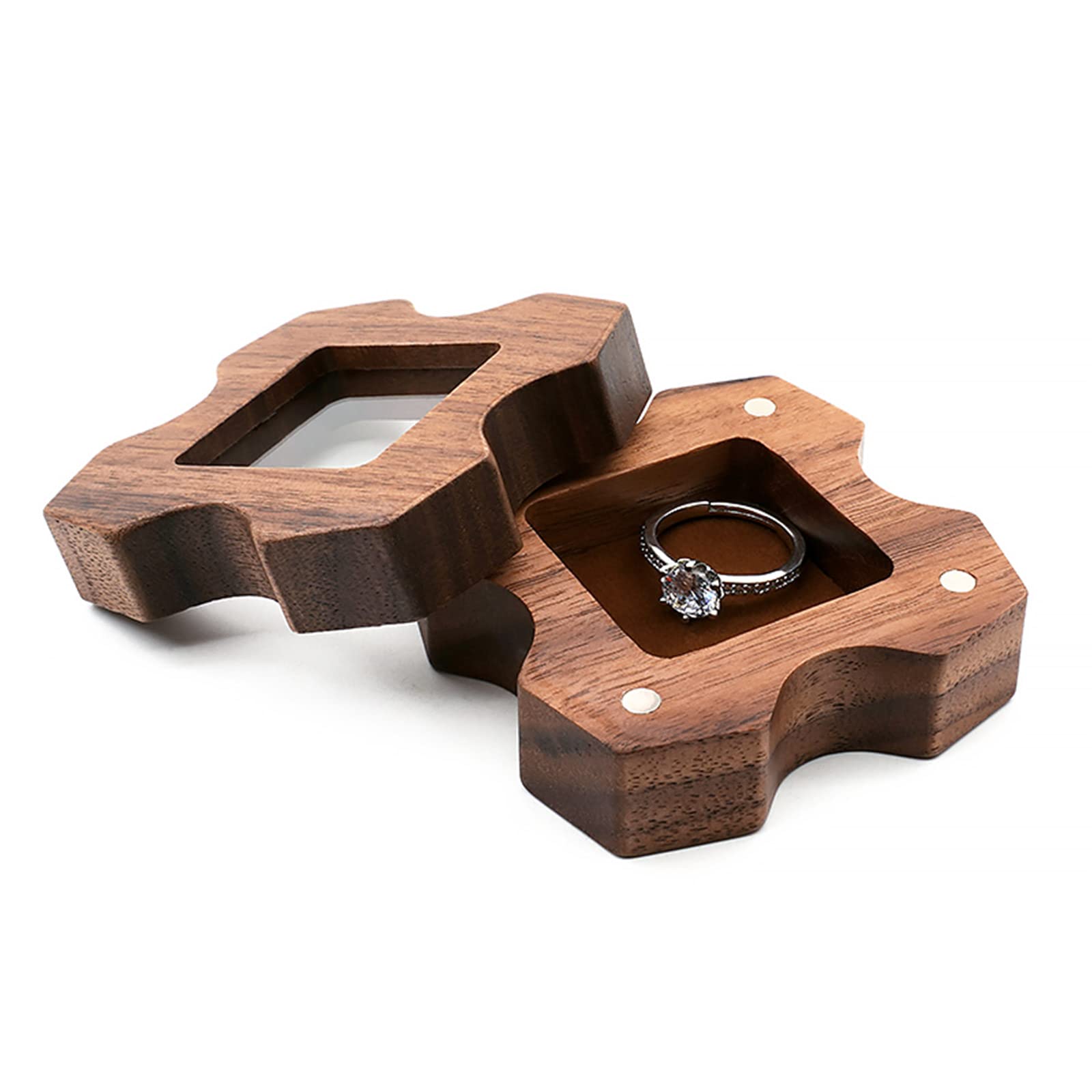 Multifunctional Mini Jewelry Organizer Box - Wooden Travel Case for Rings, Earrings & Studs | Engagement Ring Holder for Proposal, Wedding & Gift Giving | Perfect for Travel, Storage & Special Occasions