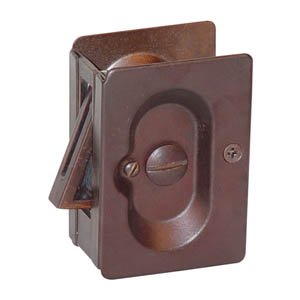 Emtek 2101 3.5-Inch Satin Steel Pocket Door Lock - Secure & Space-Saving Interior Sliding Door Hardware for Bedrooms, Bathrooms & Closets