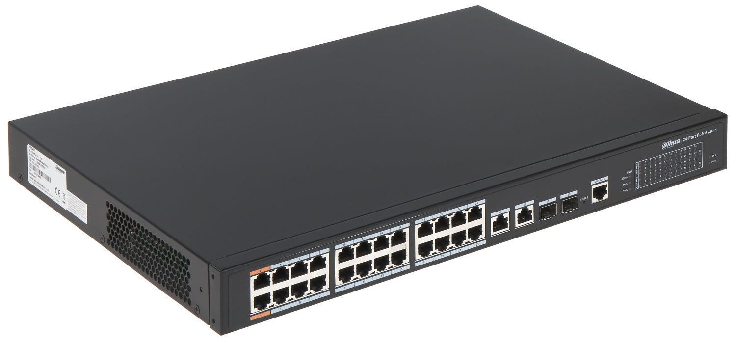 PFS4226 24ET 360 24-Port 100Mbps + 2-Port Gigabit PoE Switch | High-Speed Network Switch for Office & Home Use | Perfect for Smart Home Devices, IP Cameras & VoIP Phones