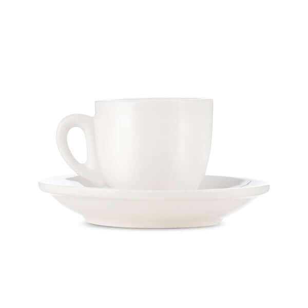 Premium White Porcelain Espresso Cup & Saucer Set (2oz/70ml) - Barista Quality Coffee Cups for Home & Cafe Use - Perfect for Espresso, Cappuccino, and Latte