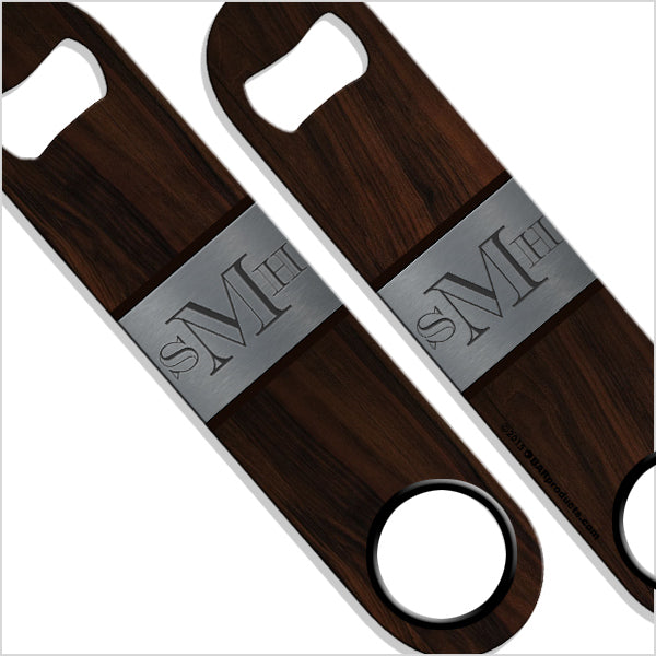 Personalized Wooden Monogram Speed Bottle Opener - Custom Name Engraved for Gifts, Parties & Outdoor Adventures