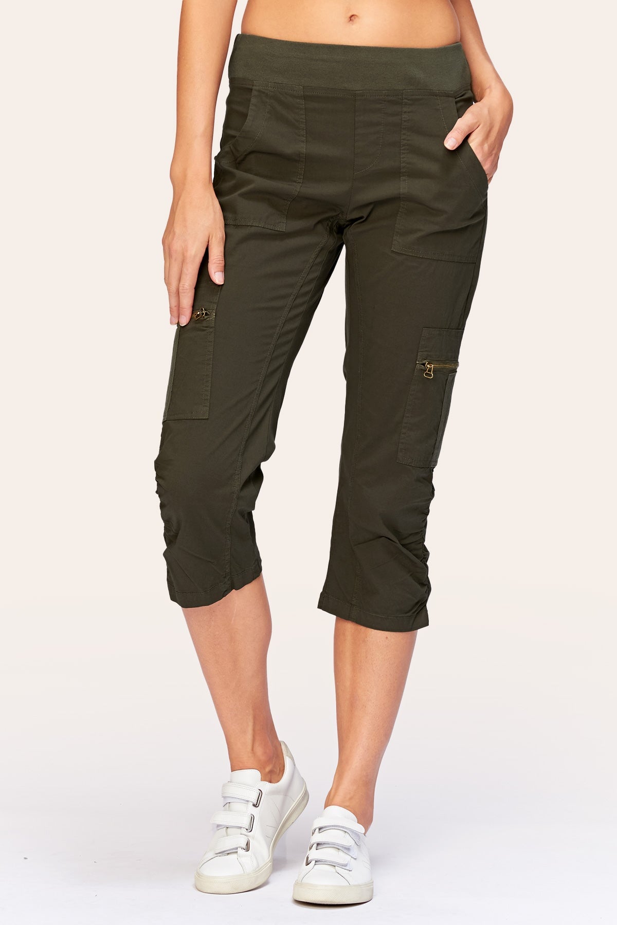 Nadia Crop Olive Green Women's T-Shirt - Soft & Comfortable Casual Top for Everyday Wear | Perfect for Work, Gym, and Weekend Outfits