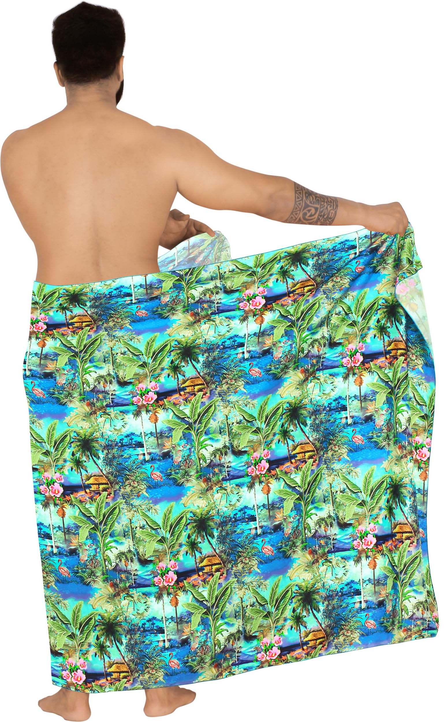 Happy Bay Men's Quick-Dry Sarong Swim Cover Up - Lightweight Beach Wrap for Swimming, Surfing & Lounging - UPF 50+ Sun Protection