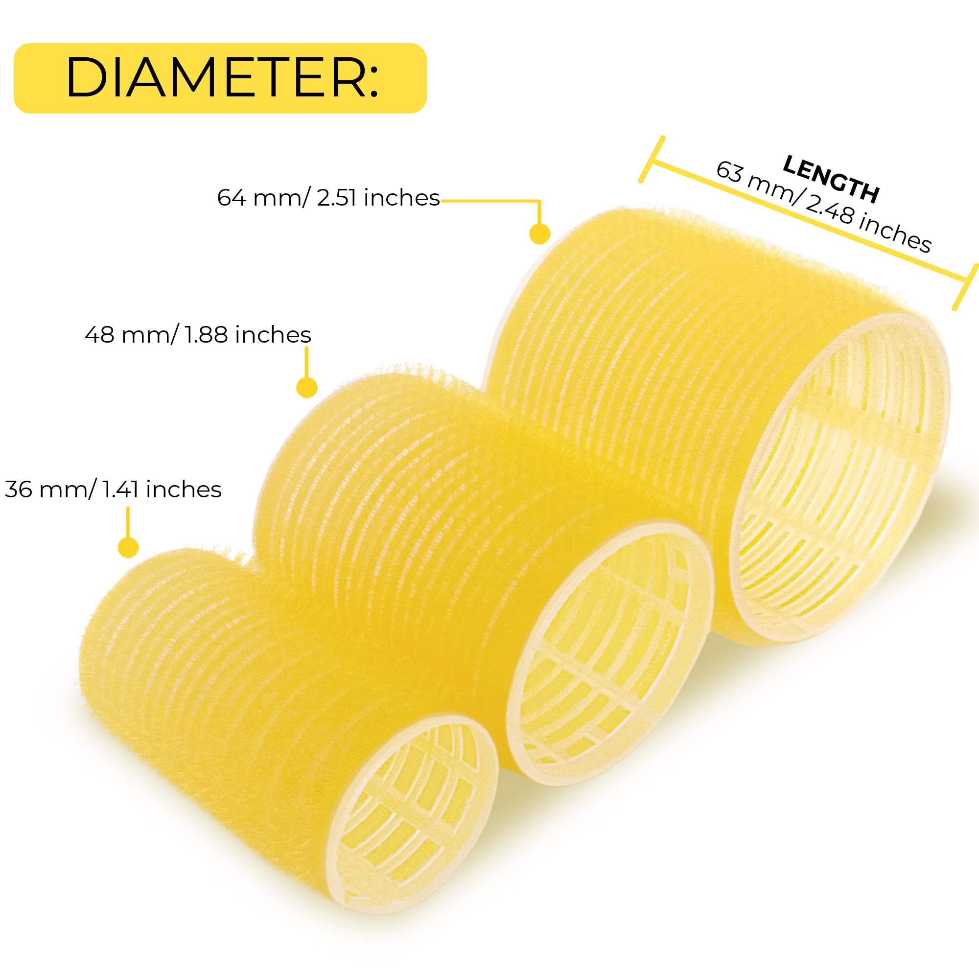 Large Hair Rollers with Clips - Self Grip Jumbo Curlers for Voluminous Hair, 18 Pack (3 Sizes: 6PCS Each) + 12 Hair Clips - Perfect for Home Salon, Styling, and Creating Big Curls
