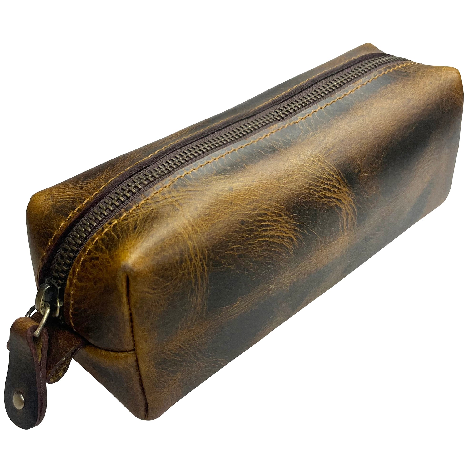 Premium Leather Pencil Case - Handcrafted Zippered Pen Pouch for School & Office (Antique Brown) | Durable Writing Organizer for Students & Professionals