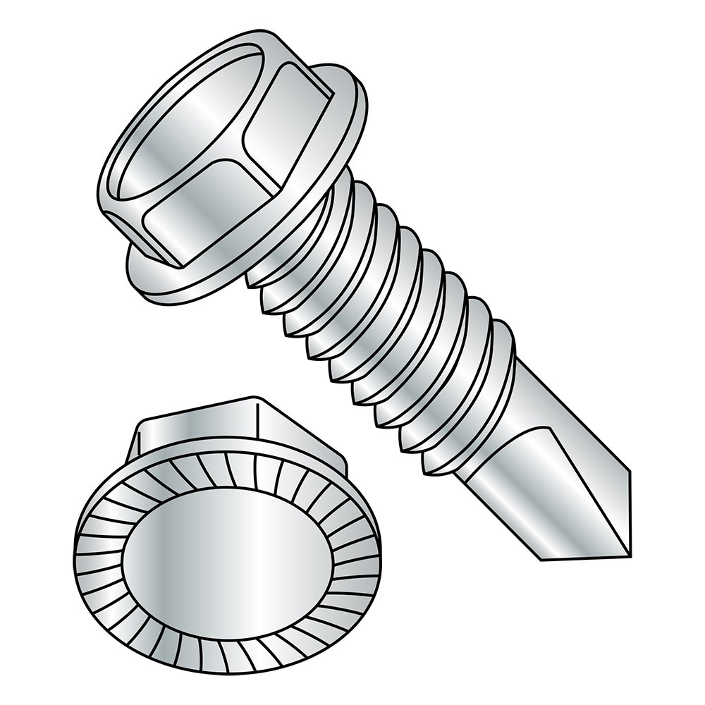 Steel Self-Drilling Screws 311607KWSMS - Zinc Plated, Hex Washer Head (Pack of 25) for Metal Roofing & Construction