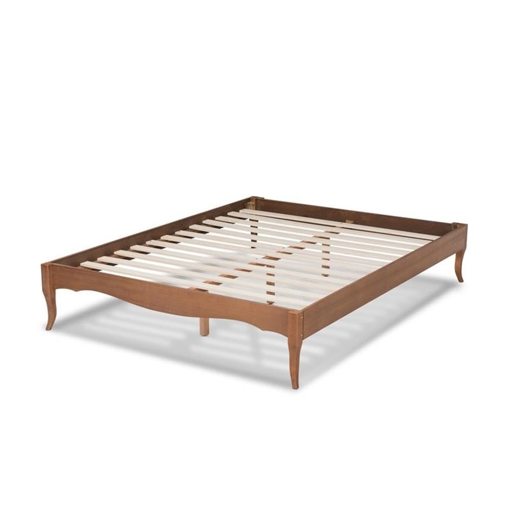 BOWERY HILL Queen Size Bed Frame - Solid Ash Brown Wood Platform Bed with Sturdy Slat Support | Perfect for Modern Bedrooms, Guest Rooms & Master Suites