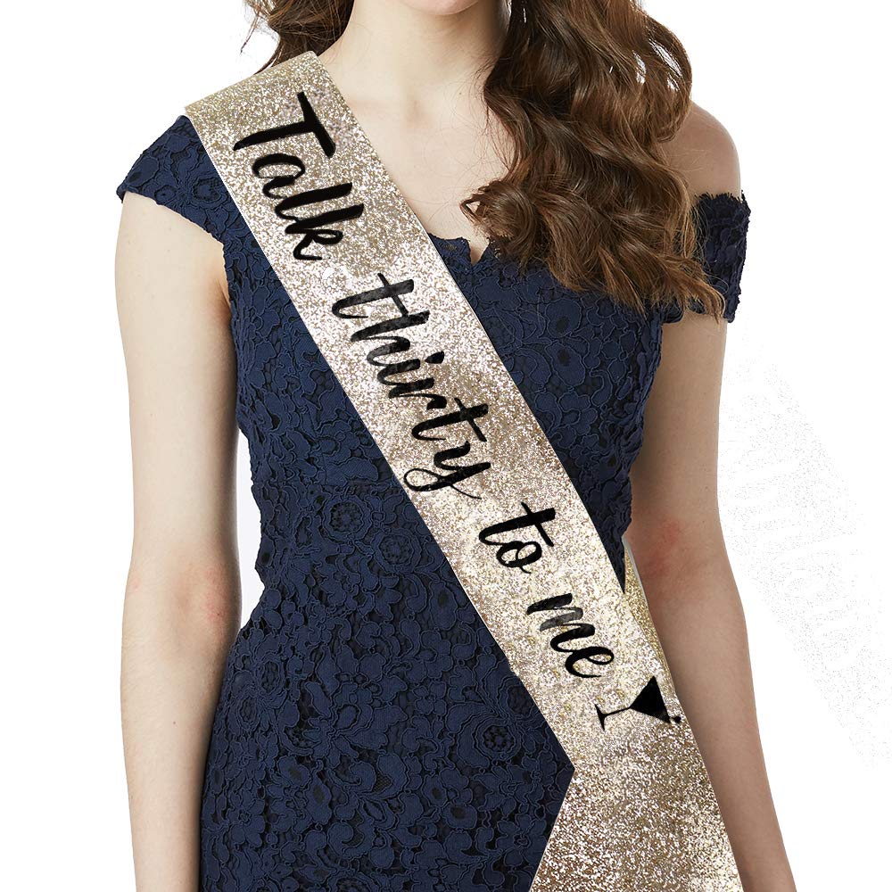 30th Birthday Sash & Rhinestone Tiara Set - Glamorous Women's Birthday Party Accessories for 30th Birthday Celebrations, Bachelorette Parties & Special Occasions