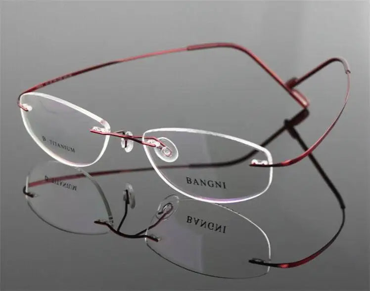 Brightzone Women's Rimless Square Screwless Titanium Eyeglasses - Lightweight & Durable Glasses for Work, Reading & Everyday Use