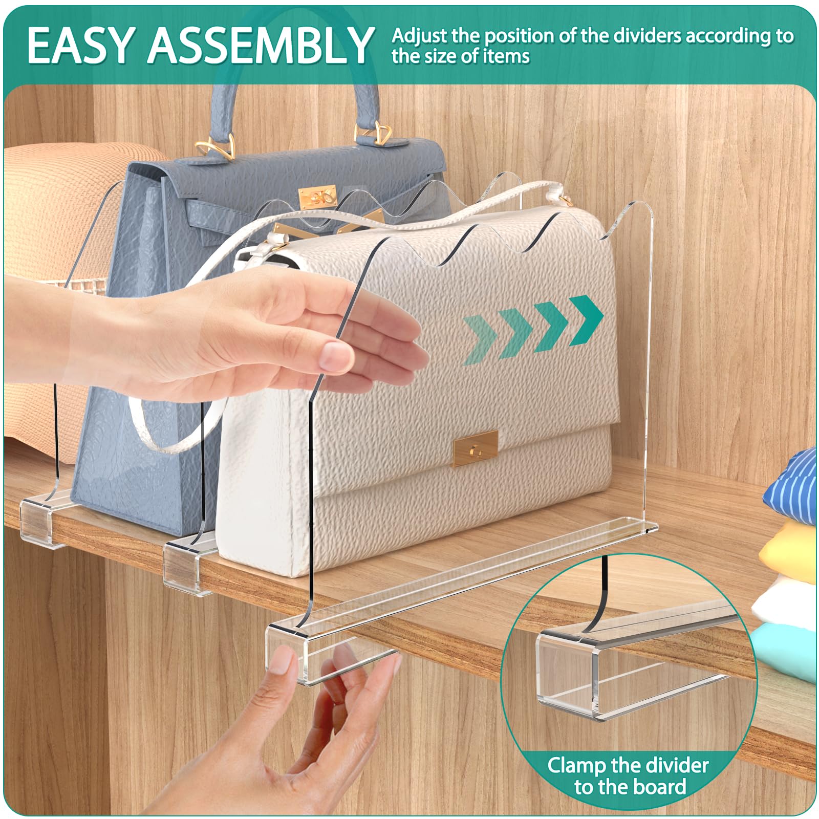 SOYO 8-Pack Clear Acrylic Shelf Dividers - Adjustable Closet Organizers for Wood Shelves | Perfect for Bedroom, Kitchen & Office Storage Organization | Durable Shelf Separators for Neat Pantry, Wardrobe & Workspace