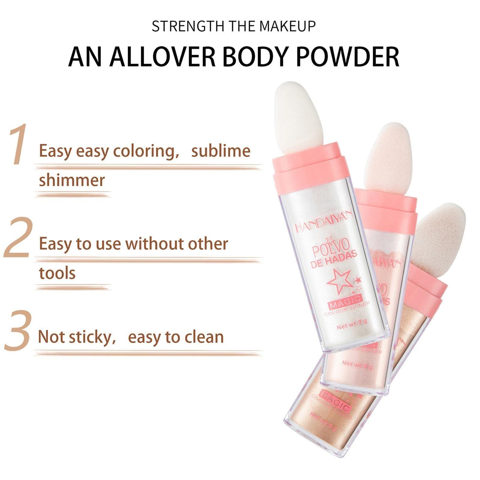 Fairy Powder Highlighter - 3 Color Shimmer Blush for Face & Body | Vegan, Cruelty-Free Makeup for Glowing Skin | Perfect for Daily Wear & Special Occasions