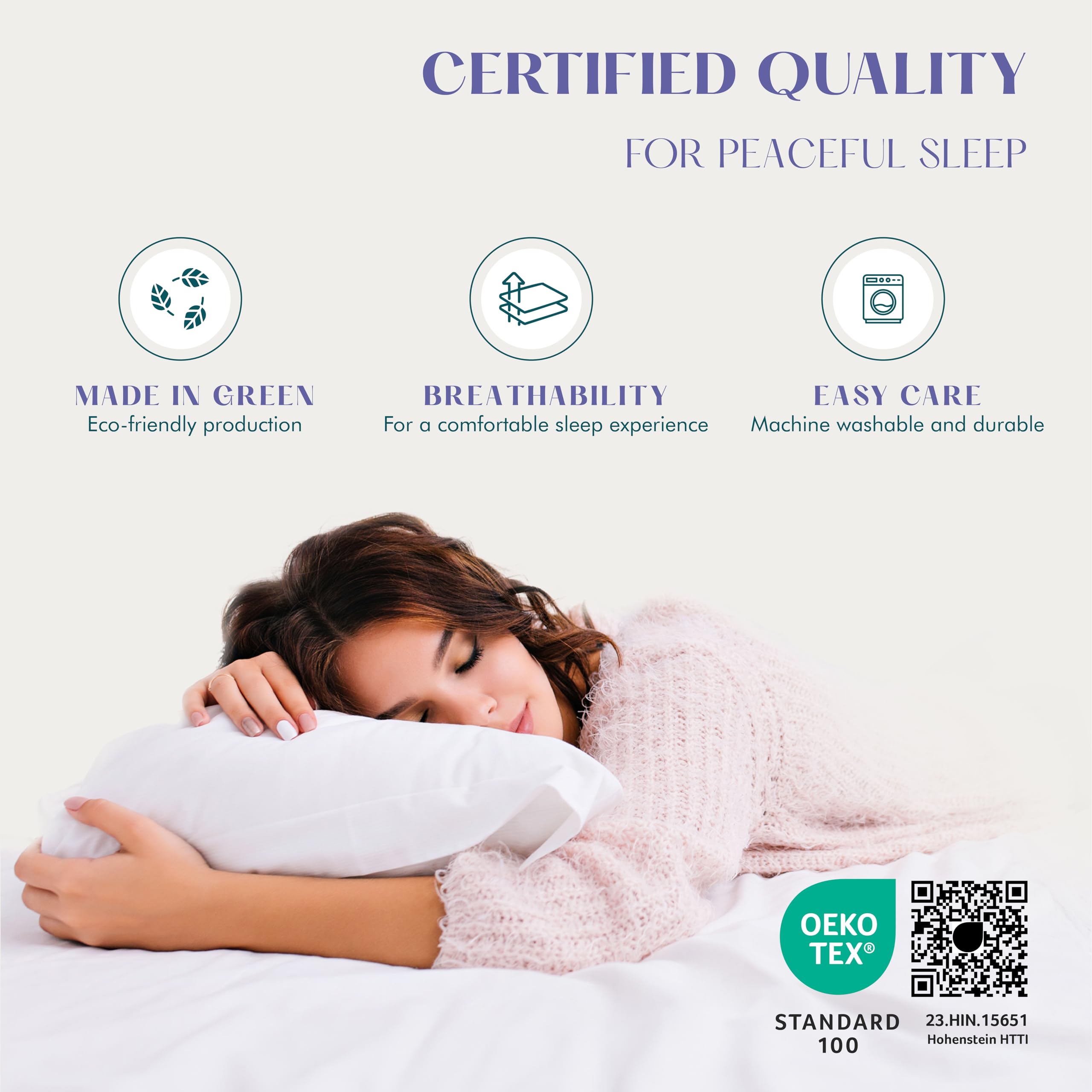 Premium 100% Egyptian Cotton Pillowcase Set of 2 - Luxury 1500 Thread Count Sateen Standard/Queen Size Beige Pillow Covers | Silky Soft Breathable Linen Pillow Cases for Bedroom, Hotel & Home Decor (Fits Standard & Queen Pillows)