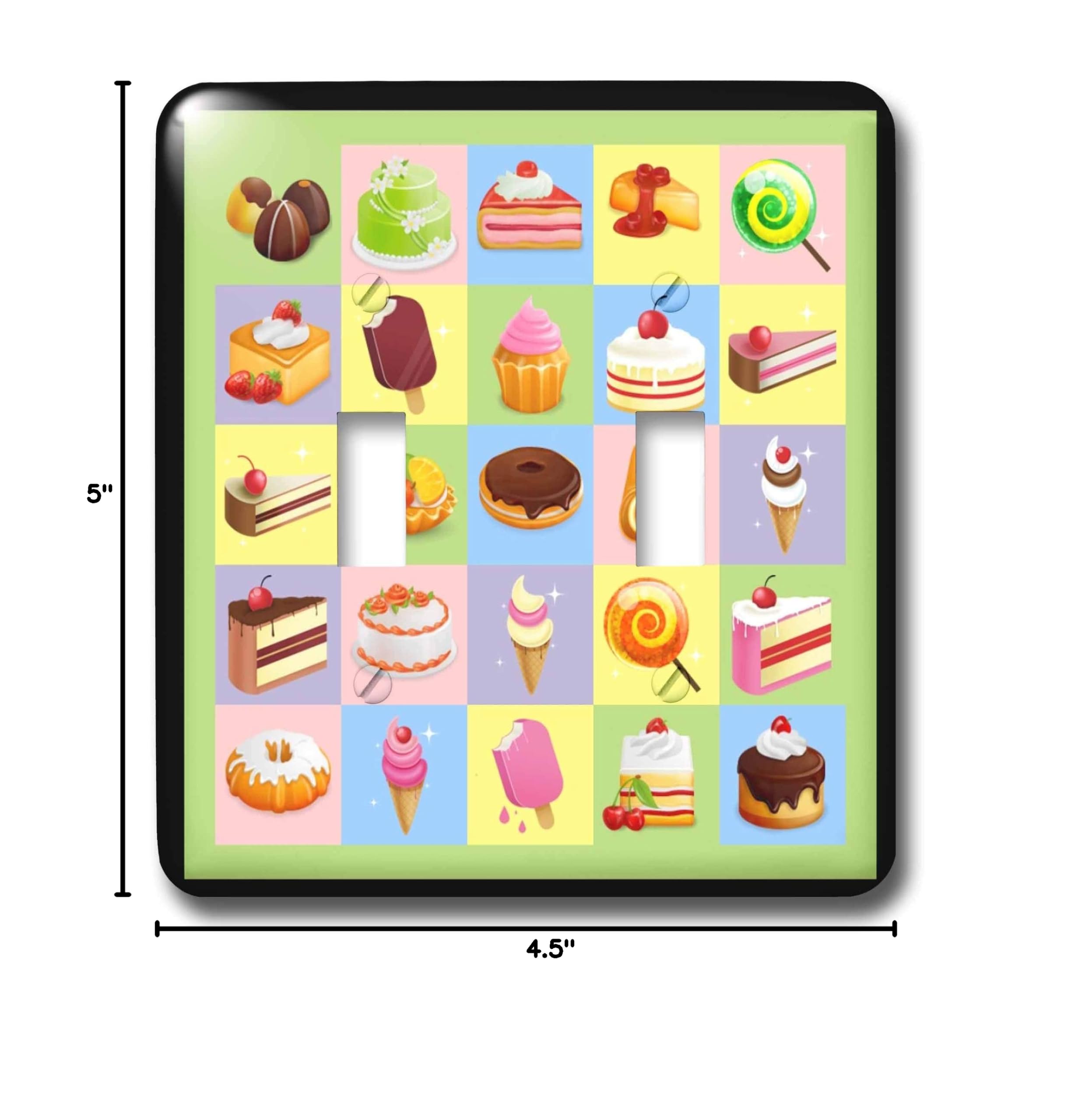 3D Rose Cakes and Ice Cream Treats Double Toggle Switch - Decorative Wall Plate for Kitchen, Bedroom, or Office (Style: lsp_23483_2) - Perfect for Home Decor and DIY Projects
