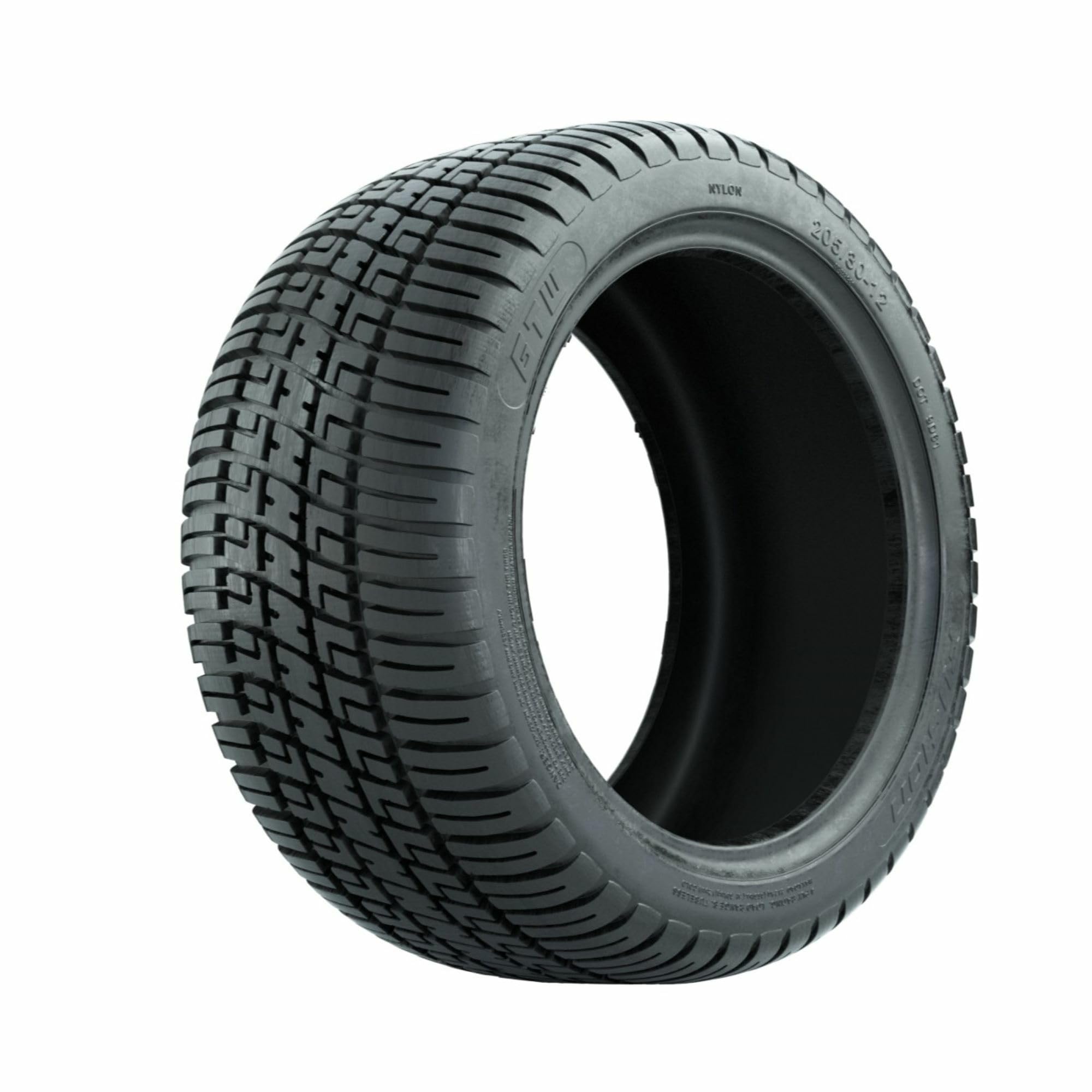 GTW Tempest 12 Inch Golf Cart Wheels with 205/30-12 Fusion Low Profile Street Tires - Machined & Black Wheels (Set of 4) - Perfect for Street Legal Golf Carts, Neighborhood Cruisers & Custom Golf Cart Upgrades