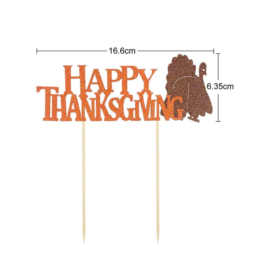 Happy Thanksgiving Cake Topper Set - 5Pcs Fall Themed Cake Decorations with Cake Picks for Thanksgiving Party Supplies | Perfect for Thanksgiving Desserts, Holiday Baking, and Autumn Themed Celebrations