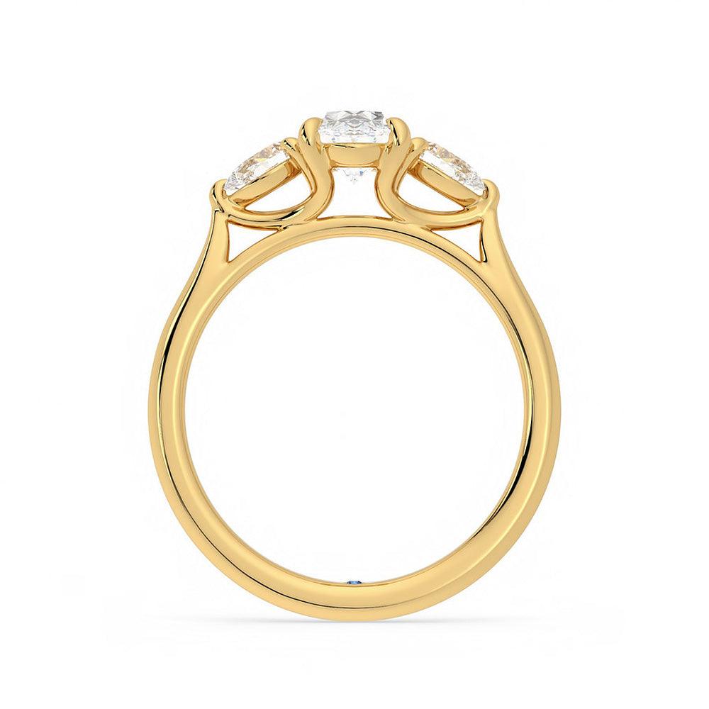 Oval Cut Three Stone Moissanite Engagement Ring with Hidden Anniversary Accent - Perfect for Proposals, Weddings & Anniversary Gifts