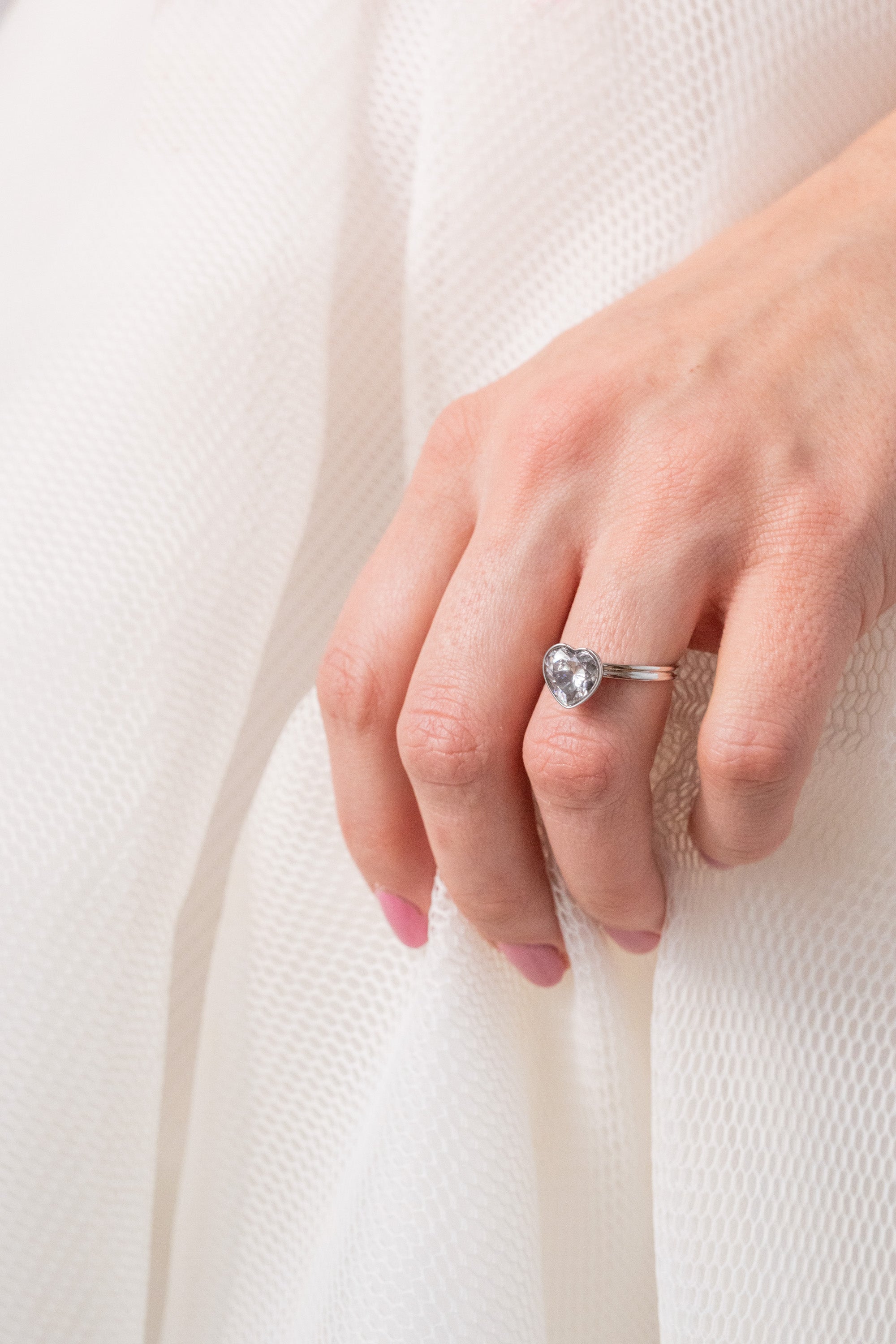 Elegant Crystal Heart Ring for Women - Sterling Silver Heart Shaped Ring with Sparkling Stones - Perfect for Valentine's Day, Anniversary & Romantic Gifts